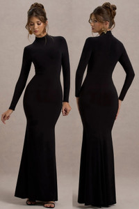 Traquila Women Bodycon Black Maxi/Full Length Dress