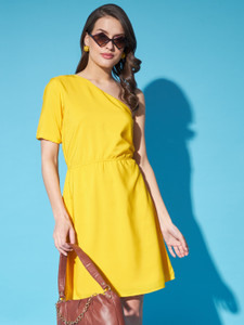 FUNDAY FASHION Women A-line Yellow Mini/Short Dress