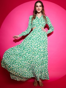 Sheetal Associates Women Fit and Flare Green Dress