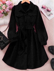 ROSEMELON Women Fit and Flare Black Knee Length Dress
