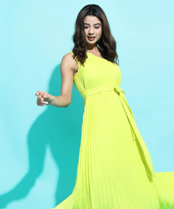 Tokyo Talkies Women Fit and Flare Green Maxi/Full Length Dress