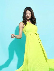 Tokyo Talkies Women Fit and Flare Green Maxi/Full Length Dress