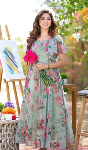 Fashion2wear Women Fit and Flare Green Maxi/Full Length Dress