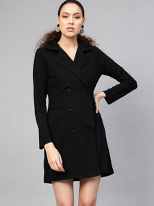 SASSAFRAS Women A-line Black Above Knee/Mid Thigh Length Dress