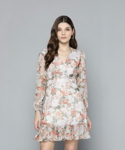 SASSAFRAS Women A-line Multicolor Above Knee/Mid Thigh Length Dress