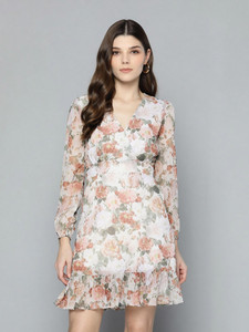 SASSAFRAS Women A-line Multicolor Above Knee/Mid Thigh Length Dress