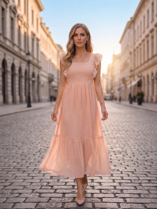 AAYU Women Fit and Flare Pink Midi/Calf Length Dress