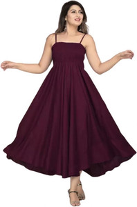 Shree Ambey Women Gown Purple Midi/Calf Length Dress