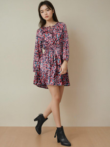 KOTTY Women Fit and Flare Multicolor Above Knee/Mid Thigh Length Dress