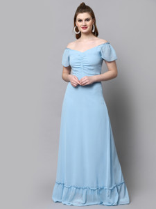 AAYU Women Maxi Blue Full Length Dress