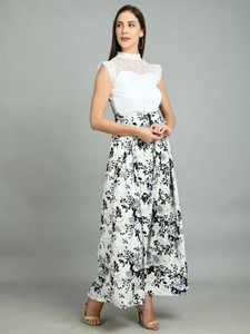 AAYU Women Maxi White Full Length Dress