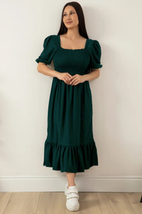 Honky Tonky Women Fit and Flare Dark Green Midi/Calf Length Dress