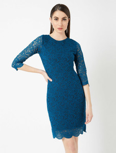Miss Chase Women Bodycon Blue Above Knee/Mid Thigh Length Dress
