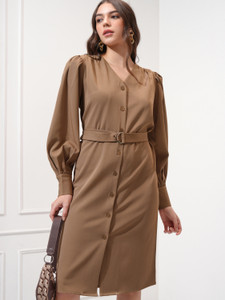 Tokyo Talkies Women Shirt Gold Midi/Calf Length Dress