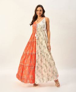 ड्रेप एंड डैज़ल महिलाओँ  के लिए नारंगी ड्रेस