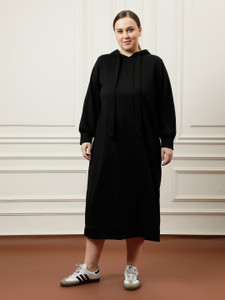 ATHENA Women T Shirt Black Midi/Calf Length Dress