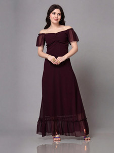 AAYU Women Maxi Maroon Full Length Dress