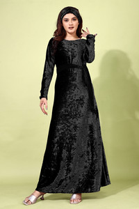 junglybilli Women A-line Black Maxi/Full Length Dress