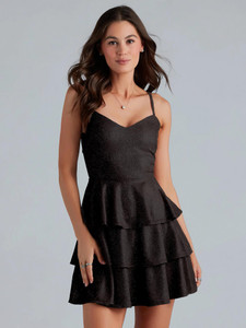 ADDYVERO Women Fit and Flare Black Above Knee/Mid Thigh Length Dress