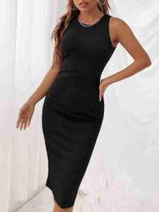 Western Darji Women Bodycon Black Above Knee/Mid Thigh Length Dress