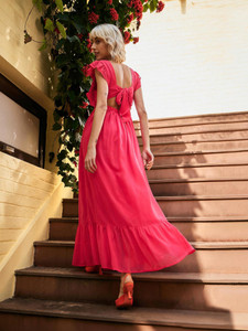 SASSAFRAS Women Maxi Pink Full Length Dress