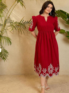 tckty Women Maxi Red Full Length Dress