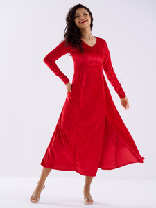 AASK Women Fit and Flare Red Ankle Length Dress
