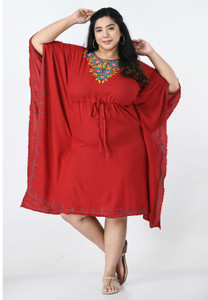 SAAKAA Women Kaftan Red Midi/Calf Length Dress