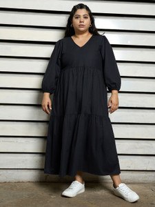 High Star Women Maxi Black Full Length Dress