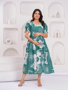 MACHLA Women Gown Green Midi/Calf Length Dress
