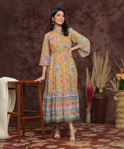 Juniper Women Tiered Multicolor Ankle Length Dress