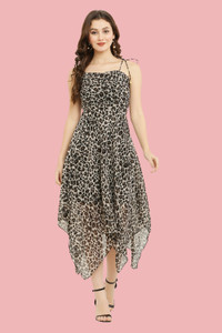 SALONI STYLE Women A-line Black Midi/Calf Length Dress
