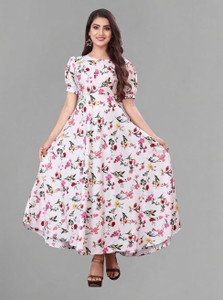 ZIVCY Women A-line Multicolor Maxi/Full Length Dress