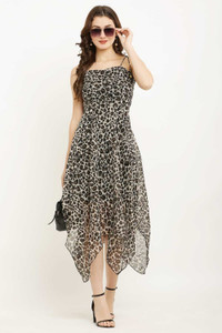 Miranga Women High Low Multicolor Midi/Calf Length Dress