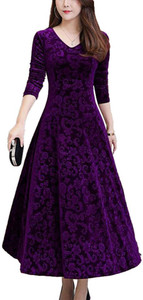 WestCHIC Women A-line Purple Maxi/Full Length Dress
