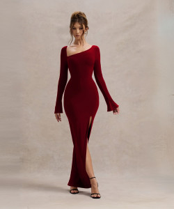 WANQUILA Women Bodycon Maroon Maxi/Full Length Dress