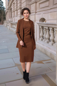 AA-HA! Women Bodycon Brown Knee Length Dress