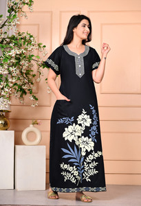 GAFAB Women Maxi Black Full Length Dress