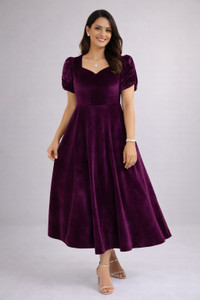 Freyal Enterprise Women Fit and Flare Purple Maxi/Full Length Dress