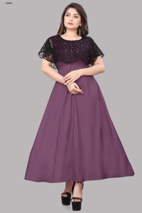 Qena Women Maxi Purple, Black Full Length Dress