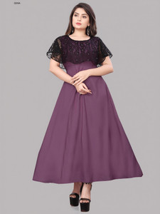 Qena Women Maxi Purple, Black Full Length Dress
