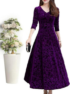 WestCHIC Women Fit and Flare Purple Maxi/Full Length Dress