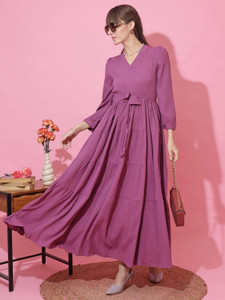 Sheetal Associates Women Fit and Flare Purple Maxi/Full Length Dress