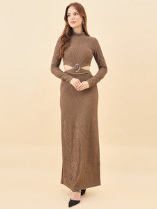 AAYU Women Bodycon Brown Maxi/Full Length Dress