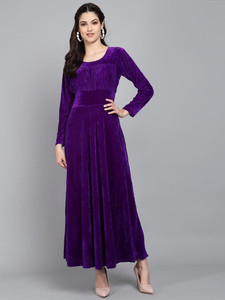 WestCHIC Women Fit and Flare Purple Maxi/Full Length Dress