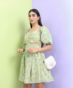Tokyo Talkies Women Blouson Blue Knee Length Dress