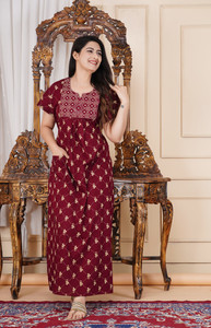GAFAB Women Maxi Maroon Full Length Dress