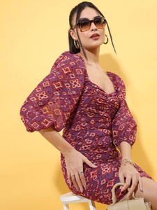 Tokyo Talkies Women Bodycon Purple Mini/Short Dress