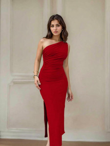 SPIVOZ Women Bodycon Red Below Knee Dress