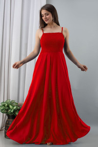 AADHYA ENTERPRISES Women Fit and Flare Red Maxi/Full Length Dress